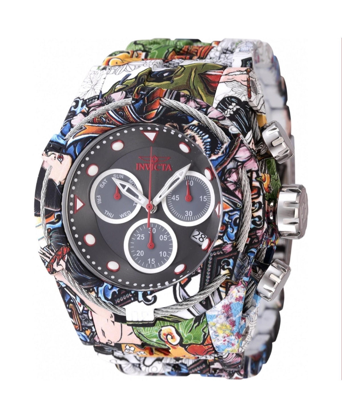Men's 45490 Bolt Quartz Chronograph Black, Grey, Silver Dial Watch - Black