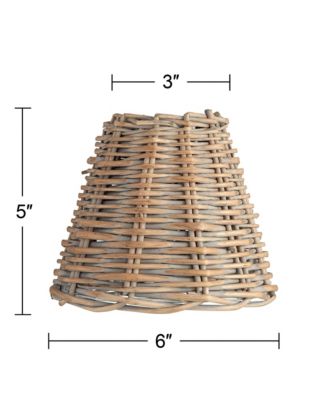 Collection Set of 6 Lamp Shades Natural Wicker Weave Small 3" Top x 6" Bottom x 5" High Candelabra Clip-On Fitting