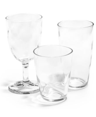 Ruffle Clear Tritan Acrylic Double Old Fashion Glasses, Set of 4