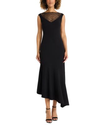 Maggy London - Women's Beaded Cap-Sleeve Illusion Dress