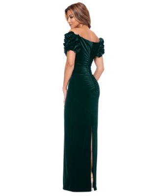 Women's Off-The-Shoulder Ruffled Velvet Gown