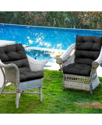 Tufted Patio High-Back Chair Cushion with Non-Slip String Ties