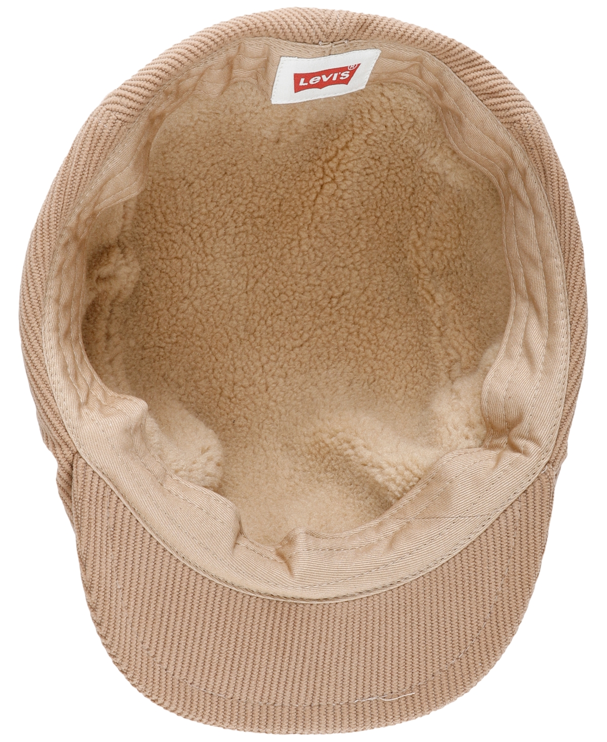 Men's Fleece-lined Corduroy Flat Top Ivy Hat In Khaki