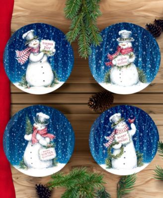 Snowman Greetings Dinner Plates, Set of 4
