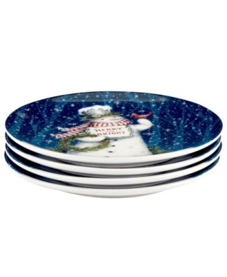 Snowman Greetings Dinner Plates, Set of 4