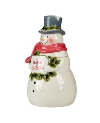 Snowman Greetings 3D Santa Cookie Jar