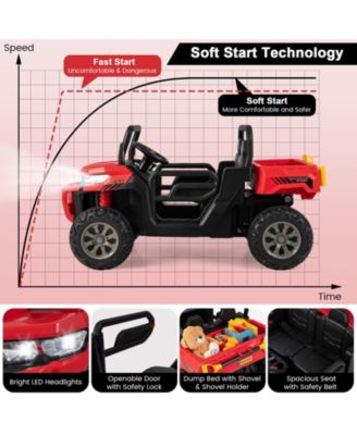 2-Seater Kids Ride On Dump Truck with Dump Bed and Shovel