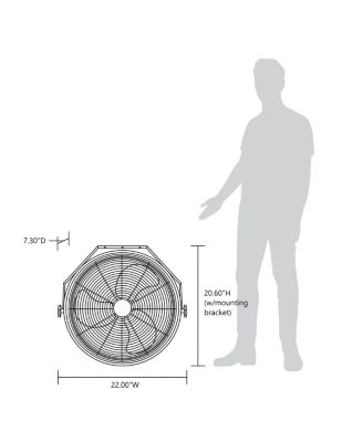 Adjustable High Velocity Wall Mount Fan – Heavy Duty Outdoor Garage Fan with 3 Speeds & Pull Chain, 4012 CFM