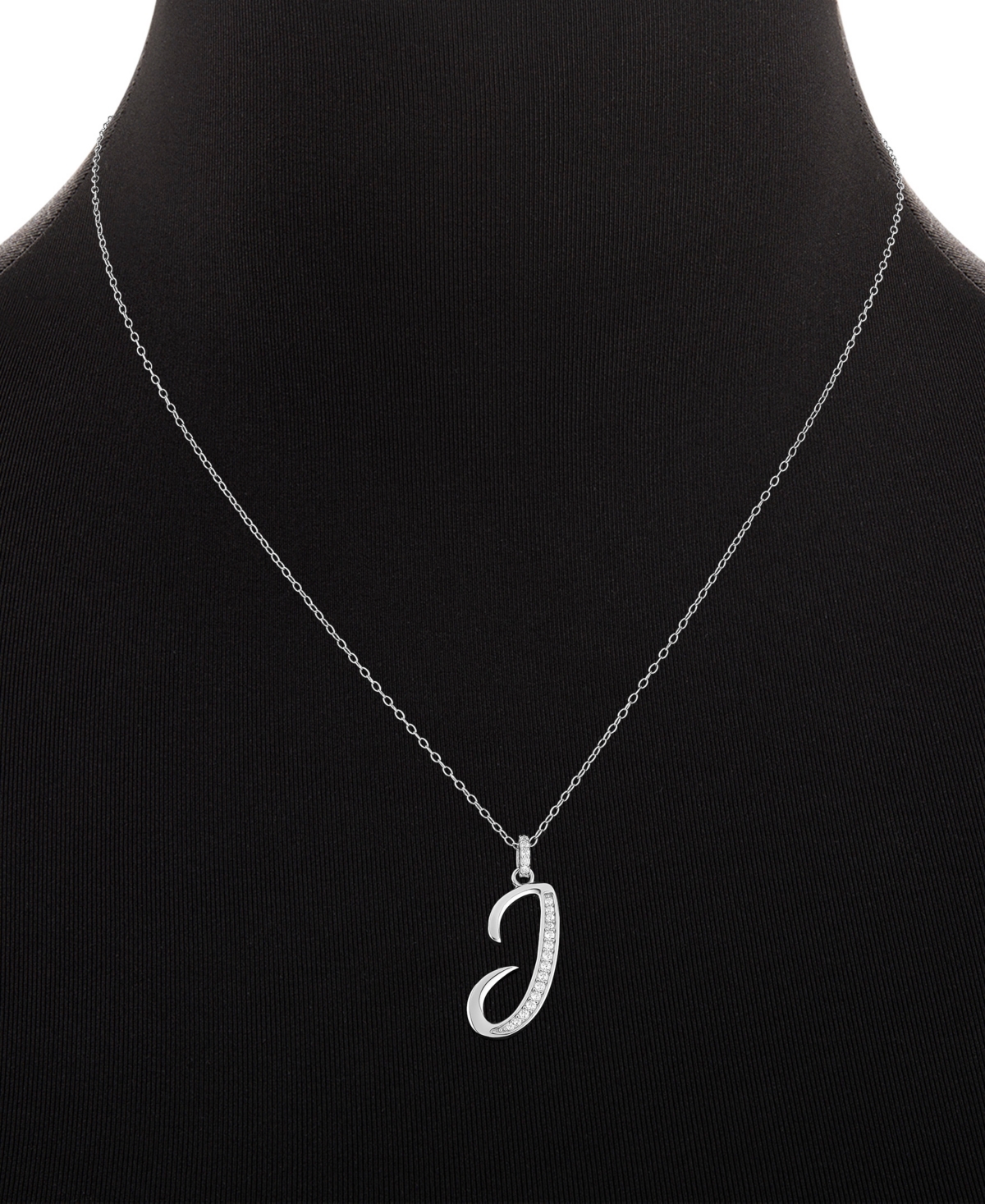 Holiday Lane Cubic Zirconia Initial Pendant Necklace in 18k Gold-Plated Sterling Silver, Created for Macy's (Also available in Sterling Silver) - J /