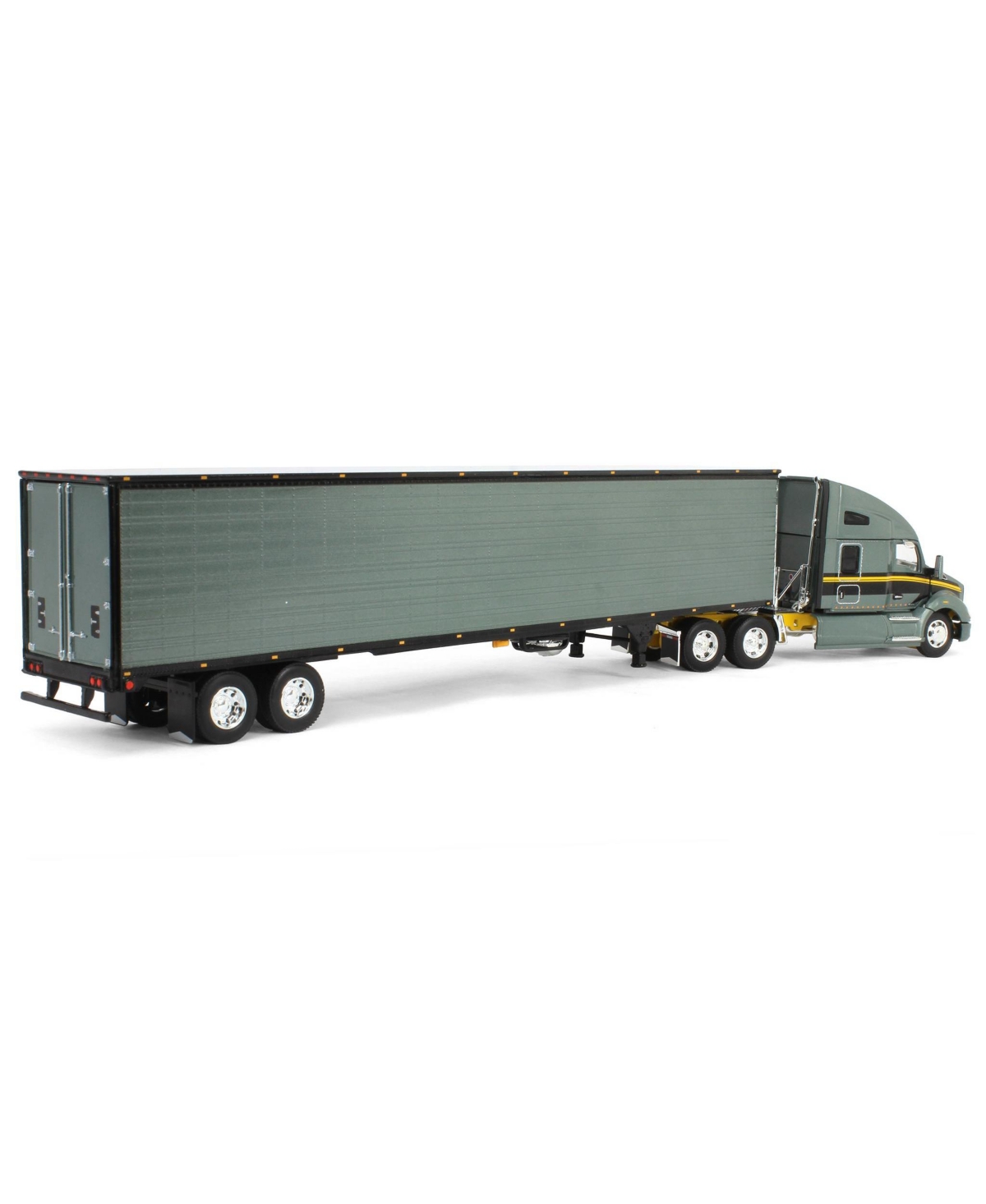 First Gear 1/64 Gray Kenworth T680 Sleeper & Tandem-Axle Reefer Trailer Dcp