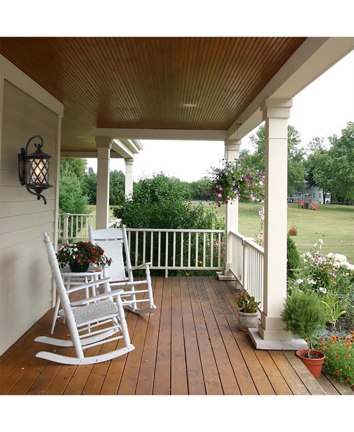 MooseOutdoor Wall Lights Exterior Light Fixture Water Glass Shade - Black