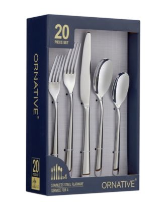 Aabbye Mirror 20 Piece Flatware Set, Service for 4 