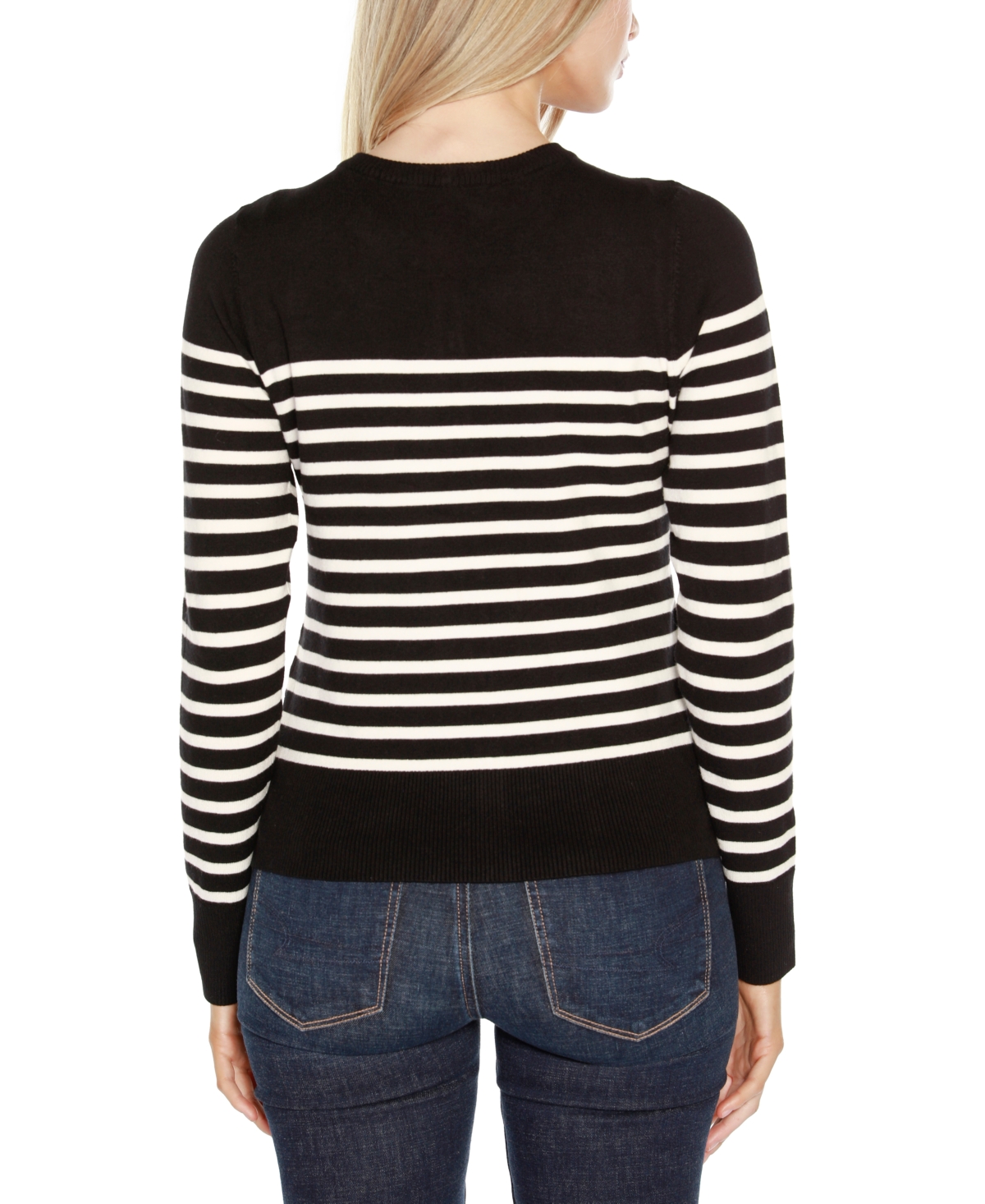 Belldini Women's Breton Stripe Cardigan Sweater