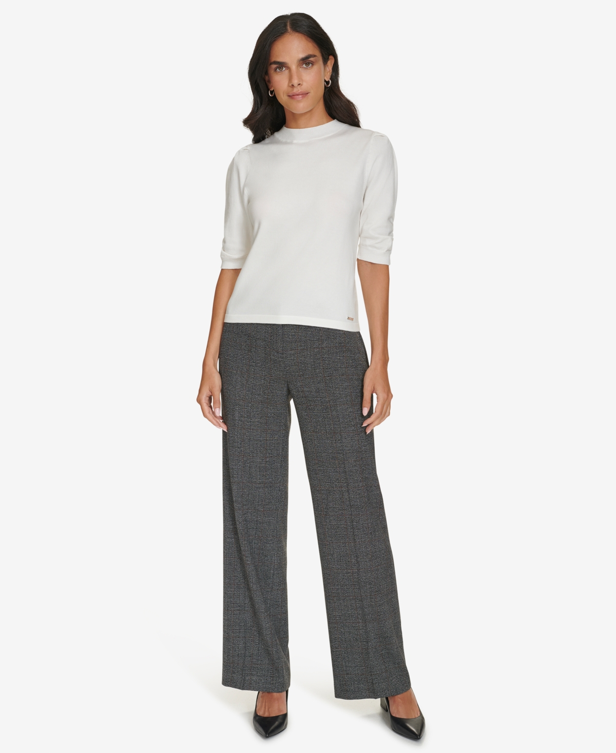 Calvin Klein Women's Elbow-Sleeve Crewneck Sweater
