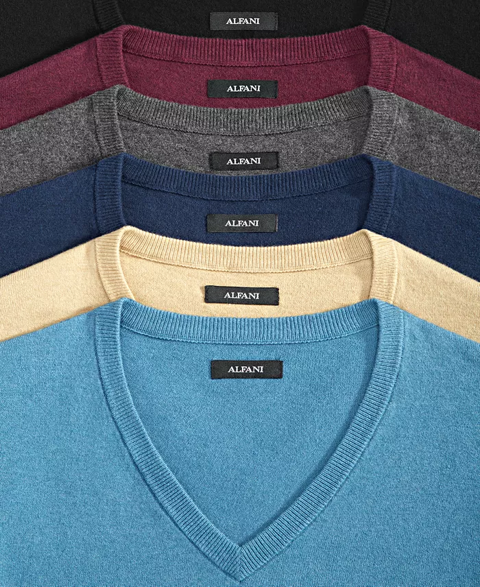 Men's Solid V-Neck Cotton Sweater - thumbnail 4