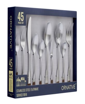 Yesenia Satin 45 Piece Flatware Set, Service for 8 