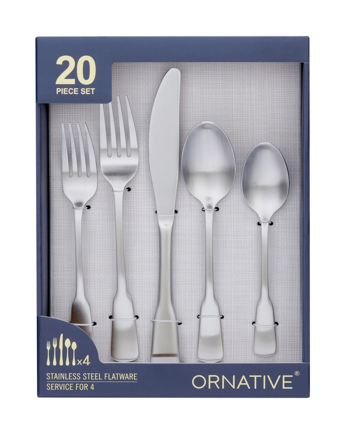 Ornative Yesenia Satin Service For 4 20 Piece Flatware Set In Silver