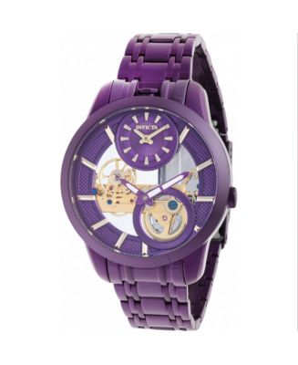 Invicta Men's 44334 Objet D Art Mechanical 2 Hand Gold, Purple