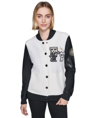 KARL LAGERFELD PARIS - Women's Patch Detail Varsity Jacket