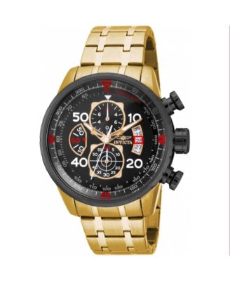 Men's 17206 Aviator Quartz Chronograph Black Dial Watch
