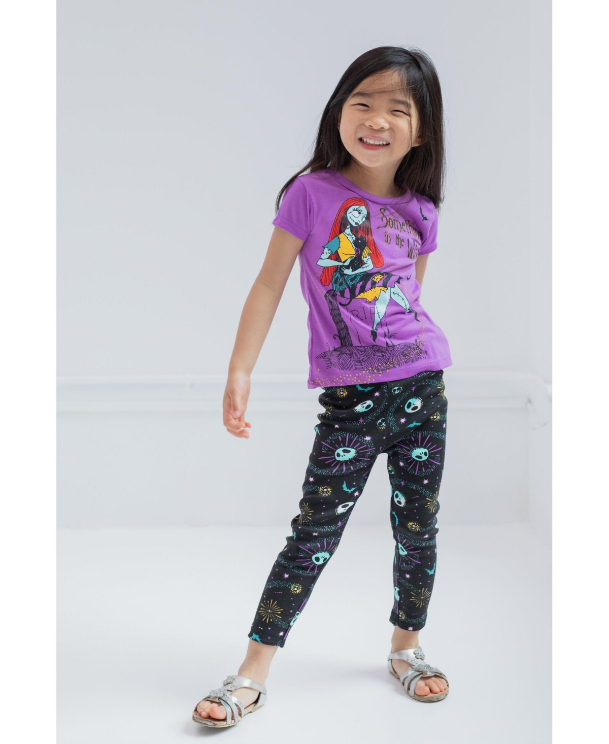 Disney Girls Nightmare Before Christmas Sally Jack Skellington T-Shirt and Leggings Outfit Set to -/ black