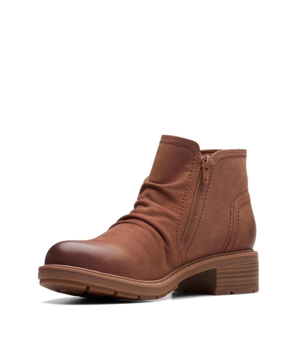 Clarks Women's Hearth Dove Lug Sole Ruched Booties In Tan Nubuck