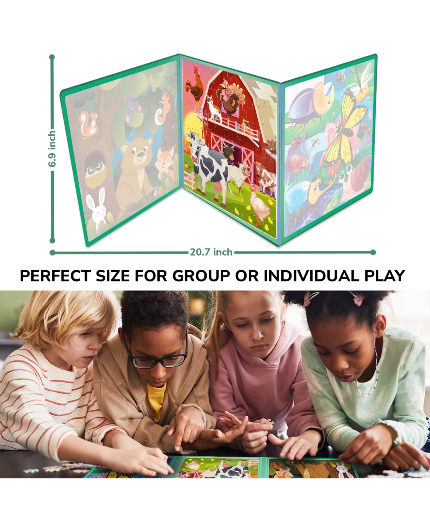 Детская игрушка Quokka Magnetic Travel 20/24/36-Piece Puzzle Book, Ages 3+, цвет: Тёмно-зелёный — фото 6