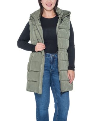 Plus Size Puffer Vest With Drawstring Waist