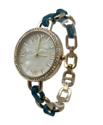 Turquoise Bracelet Style Metal and Tortoise Women Watch