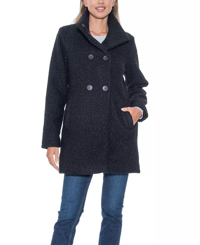 Women's Boucle Double Breasted Walking Coat - thumbnail 2