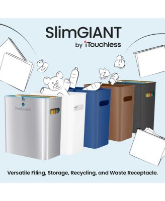 4.2 Gallon SlimGiant Plastic Set of 2 Wastebasket with Handles