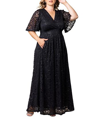 black tie dresses for plus size Gorgeous Evening Evening Dress Chiffon Lace Applique Illusion Short Sleeves Floor Length Wedding Guest Dress or any special occasion plus size black tie wedding