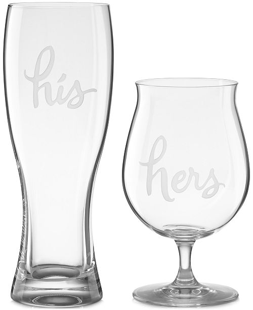 Kate Spade New York Two Of A Kind His Hers Beer Glasses Set Of 2 Reviews Glassware Drinkware Dining Macy S