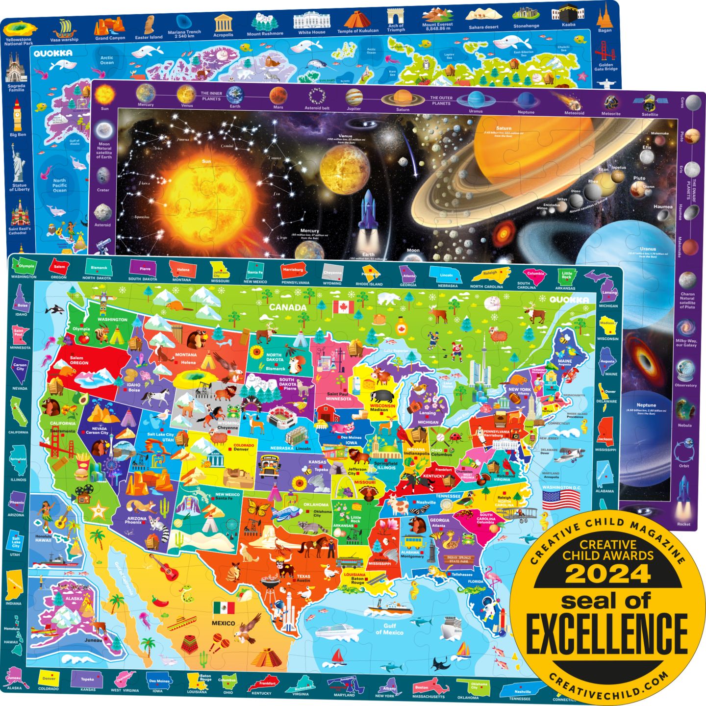 Детские игрушки Quokka Search and Find 100 Piece Puzzles, 3-Piece Set, Ages 4+ — фото 1
