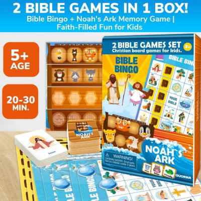 2X Set Bible Games for Kids 4-6 - Bible Bingo, Noah Ark Toy