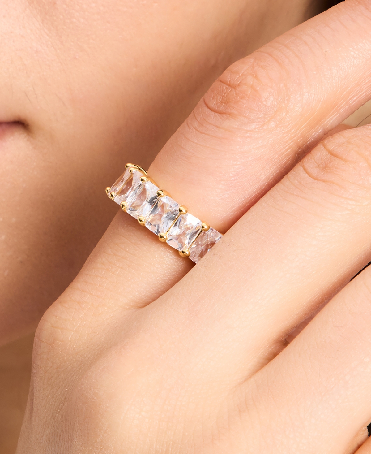 Kate Spade New York Gold-Tone Baguette Cubic Zirconia Eternity Band Ring - Clear