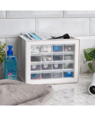 USA 16 Drawer Stackable Storage Cabinet for Hardware Crafts, White - Small Organizer Utility Chest, Scrapbook Art Hobby Multiple Compartment