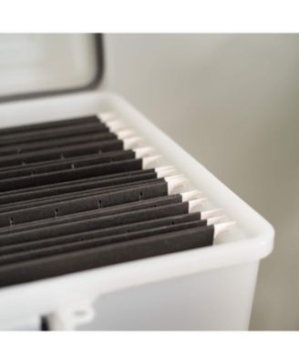 USA 19 Qt. WEATHERPRO Plastic Office Storage Portable Letter Size File Box with Organizer-Lid and Seal and Secure Latching Buckles, Clear