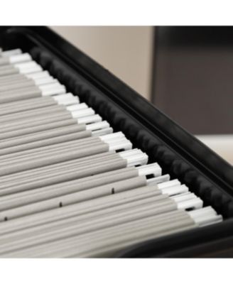 Letter Size Portable File Box with Organizer Lid, Black