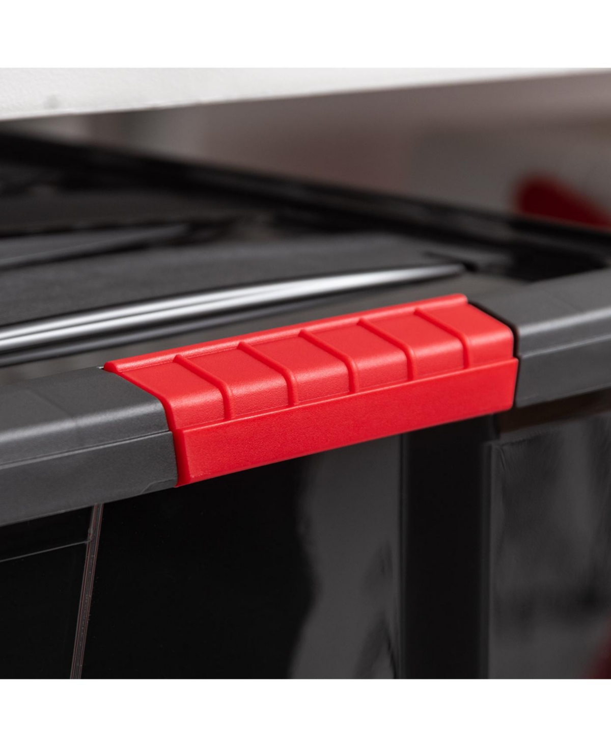 Iris 4 Pack 40qt Plastic Storage Bin with Lid and Secure Latching Buckles,- Black