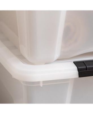 IRIS 4 Pack 40qt Plastic Storage Bin with Lid and Secure Latching Buckles, Pearl