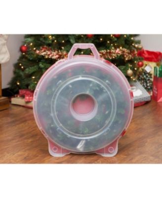 USA 24" Wreath Storage Container Box, Clear/Red