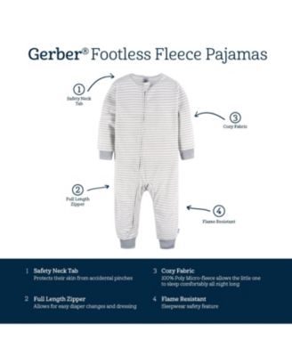 Baby Boys Footless Fleece Pajamas, 3-Pack