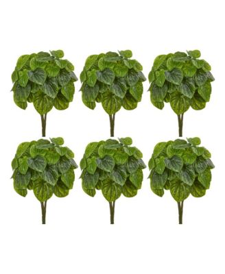 Artificial Peperomia Plant Realistic Faux Greenery for Home Decor (Set of 6)