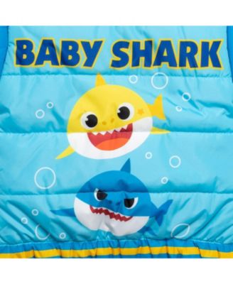 Toddler Boys Pinkfong Shark Zip Up Winter Coat Puffer Jacket