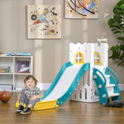 5 in 1 Toddler Slide with Basketball Hoop for 1-3 Years Olds,
