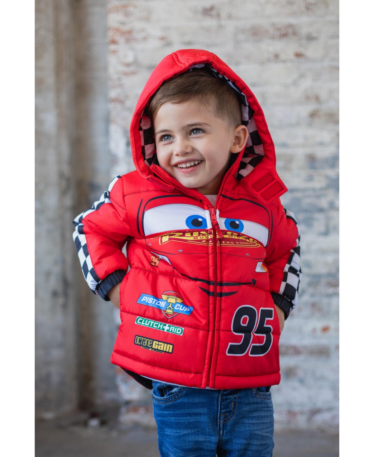 Cars Toddler Boys Pixar Lightning McQueen Zip Up Winter Coat Puffer Jacket