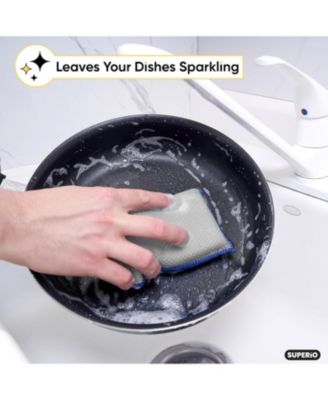 Microfiber Kitchen Dishwashing Sponges, 3-Pack Scrubbing Sponges