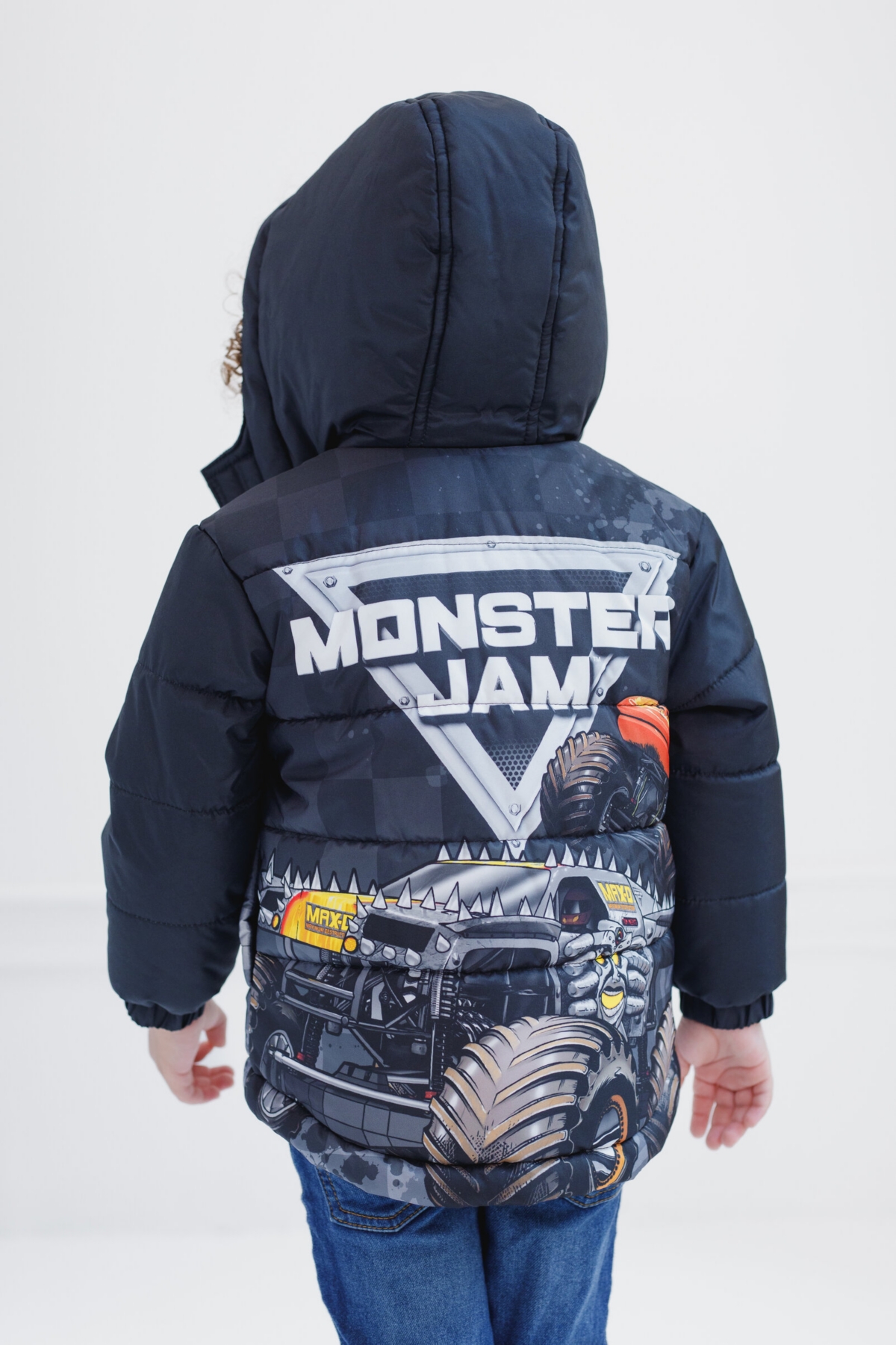 Toddler Boys Zip Up Puffer Jacket to Grave Digger El Toro Loco Megalodon - Monster jam
