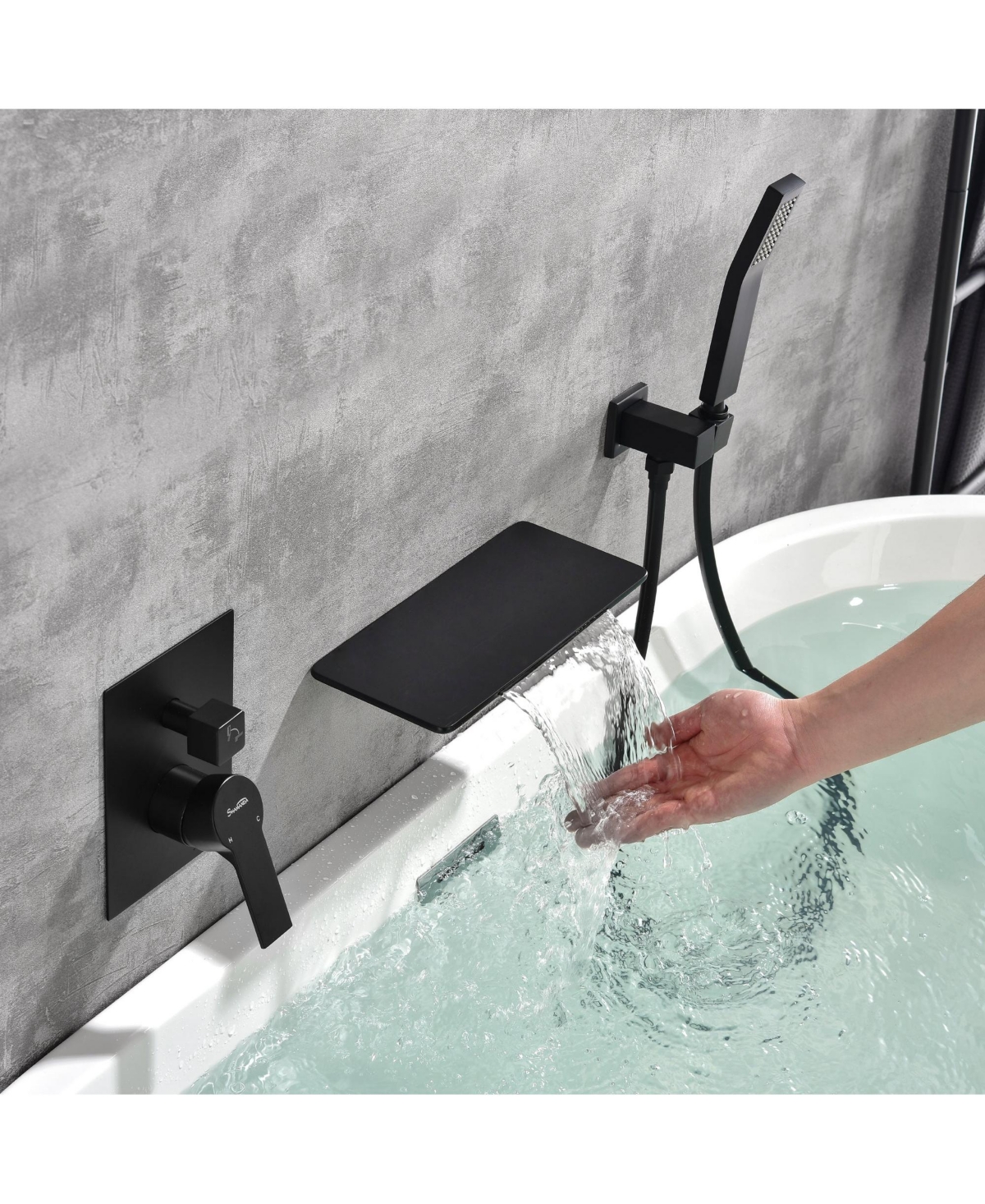 Boyel Living Single-Handle Wall Mount Roman Tub Faucet with Hand Shower - Matte black